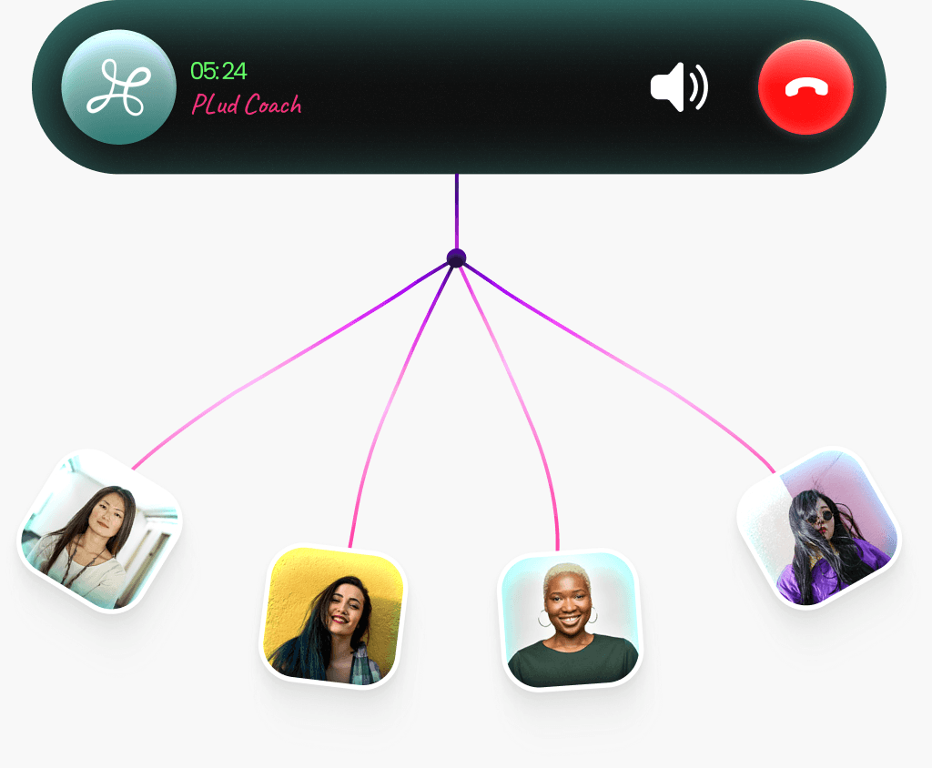Plud Coach voice call connected to a group of students